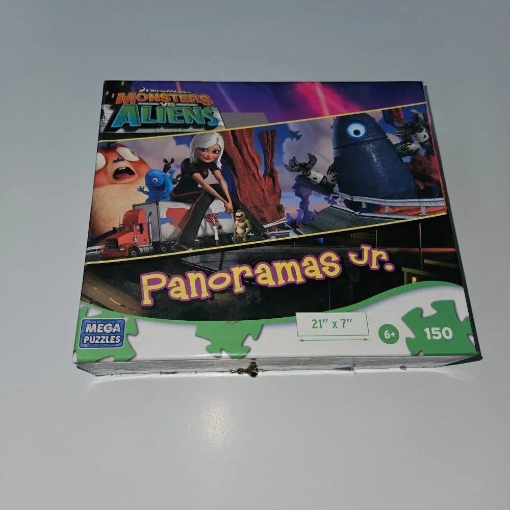 Monsters vs Aliens Panoramas Jr Jigsaw Puzzle 150 Pieces Panoramic READ AS IS